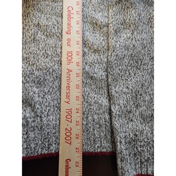 Eddie Bauer Men's Medium Oatmeal  Lambswool Knit Sweater Crewneck Red Trim - Picture 7 of 7